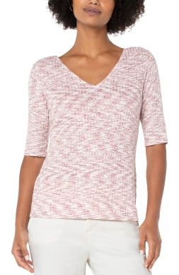 Double V-Neck Half Sleeve Tee