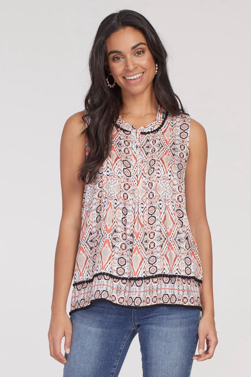 Sleeveless Blouse w/ Tuck Pleats