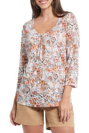 3/4 SLEEVE U-NECK TOP