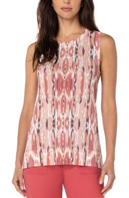 Printed Sleeveless Sweater W/ Side Slit