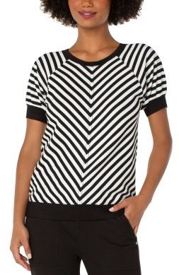 Miter Front Shortsleeve Raglan Knit Top