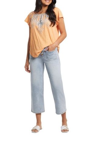 Audrey Button Fly Wide Leg Capri