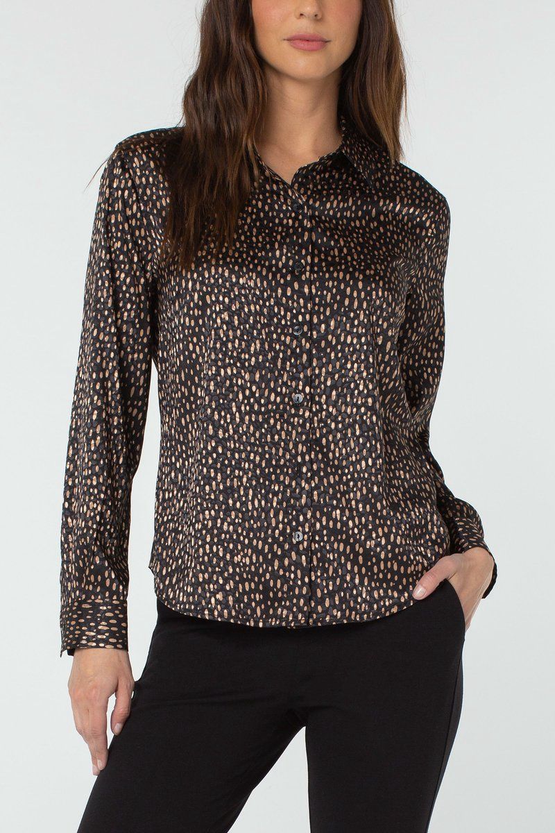 BUTTON UP WOVEN BLOUSE