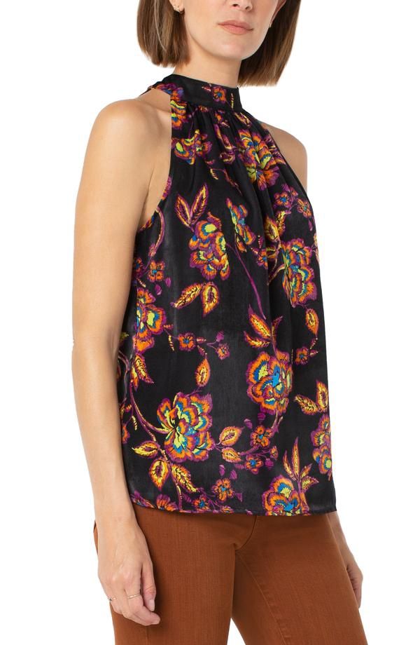SLEEVELESS MOCK NECK TANK WITH NECK TIES