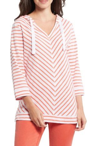 3/4 Sleeve Hooded Mitered Top
