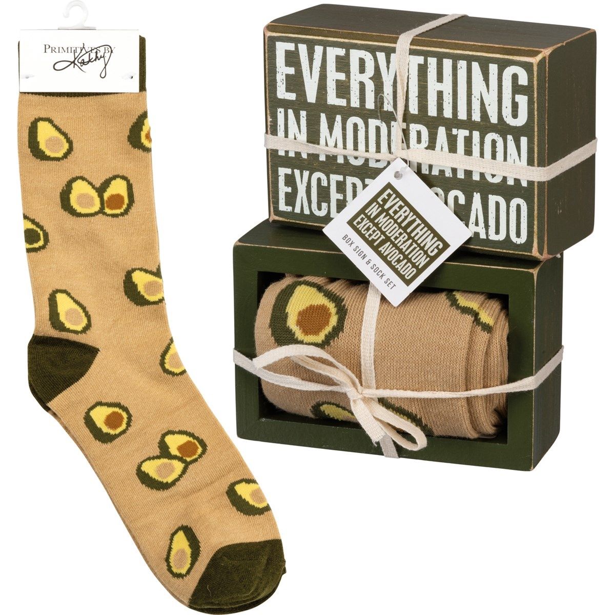 Box Sign/Sock Set - Avocado