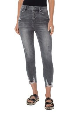Abby High Rise Exposed Button Fly Crop Skinny Jean