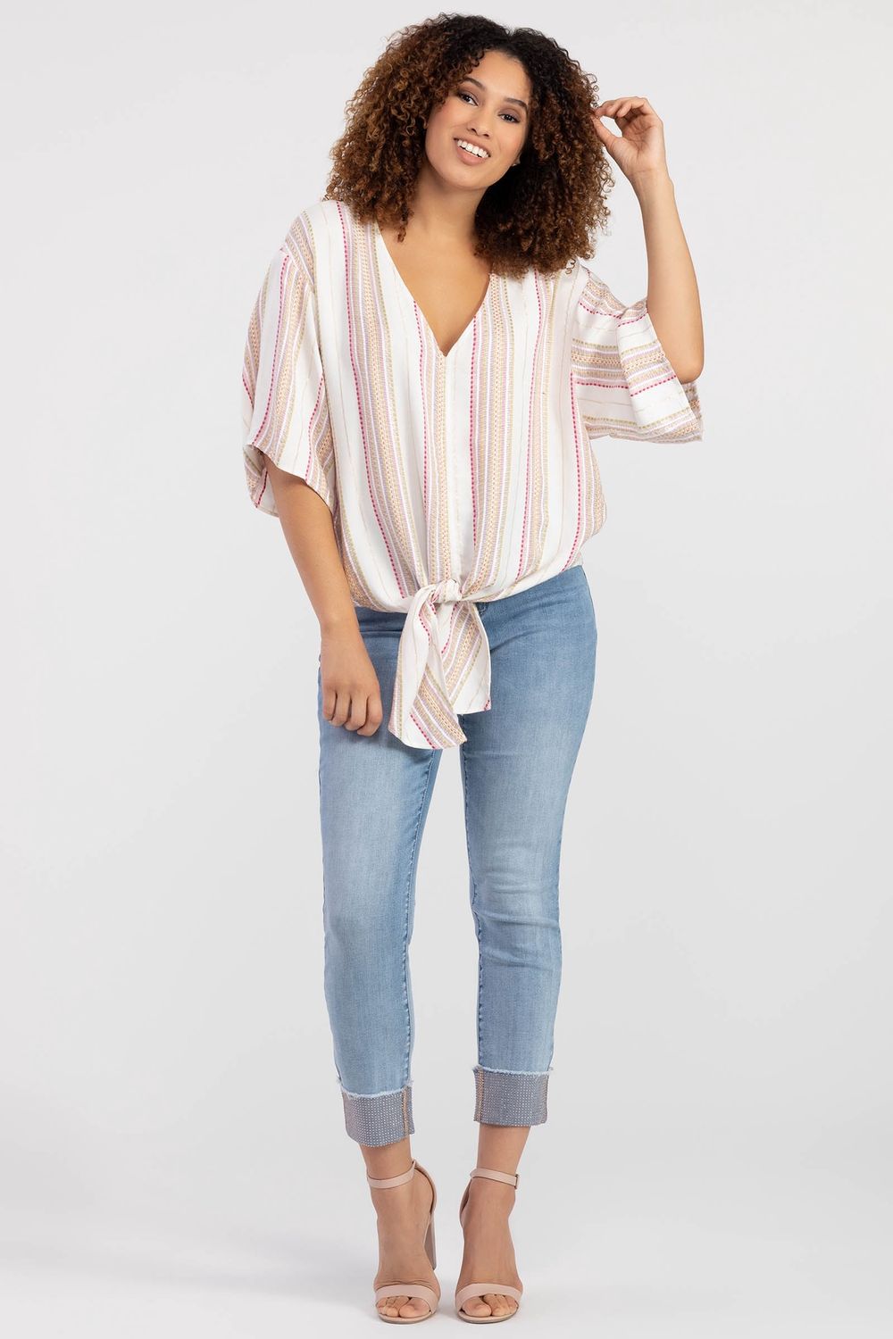 Tie Front V-Neck Blouse