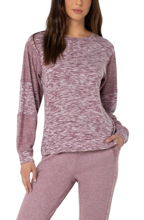 CREW NECK PULLOVER WITH RAW EDGE SEAMS