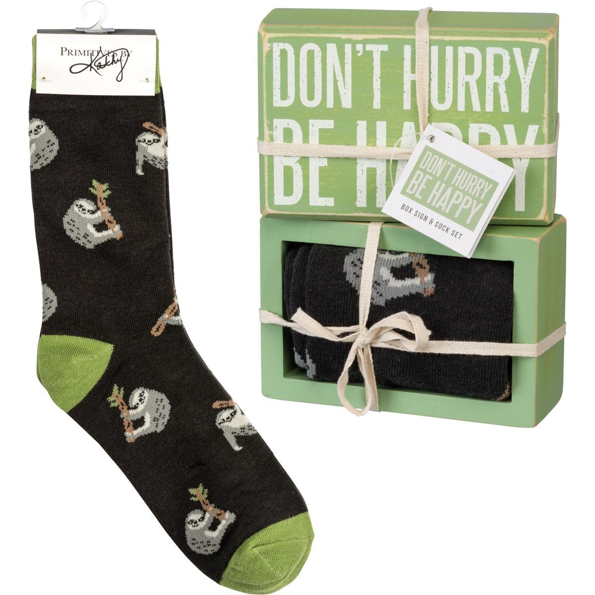 Box Sign/Sock Set - Be Happy