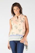 Sleeveless Button Front Top