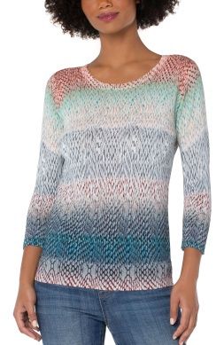 Printed 3/4 Sleeve Sweater