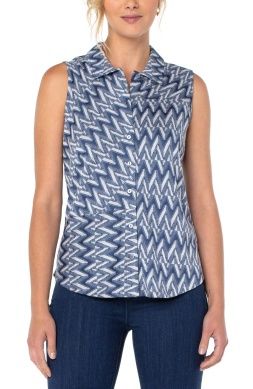 Patched Button Front Knit Shirt