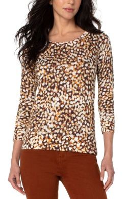 Printed 3/4 Sleeve Light Sweater