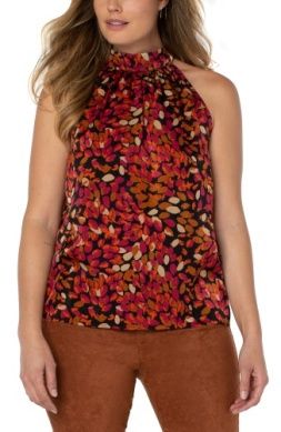 Sleeveless Mock Neck Halter Top