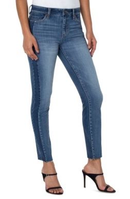 Blocked Abby Ankle Skinny w/ Cut Hem
