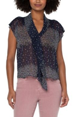 Flutter Sleeve Blouse W/ Drape