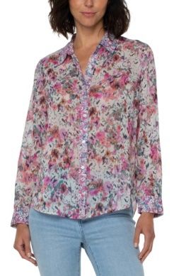 L/S Button Front Blouse