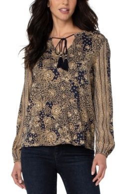 Longsleeve Tie Front Popover Blouse