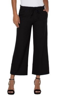 Pull On Tie Waist Wide Ankle