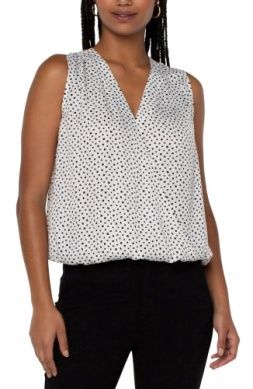 Sleeveless V Neck W/ Draped Front