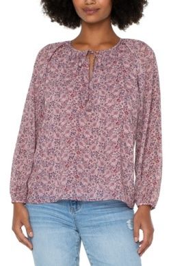 Double Layer L/S Blouse W/ Neck Ties