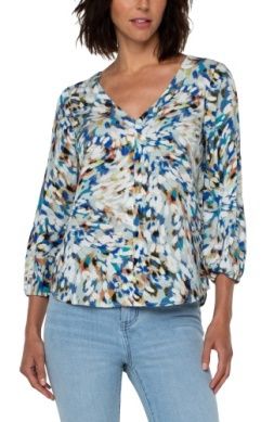 3/4 Sleeve Double V-Neck