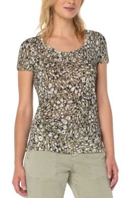 Printed Scoop Neck Short Sleeve Sweater