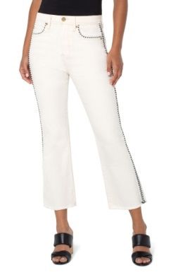 High Waisted Cropped Flare W Stripe