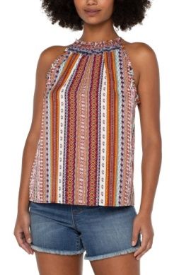Sleeveless Halter Top W Ruffles