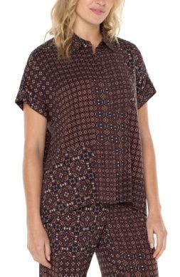 Collared Camp Shirt W Hi Lo Hem