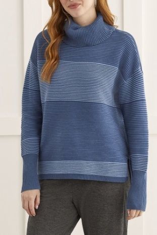 Turtle Neck High Low Sweater W/ Side Slits