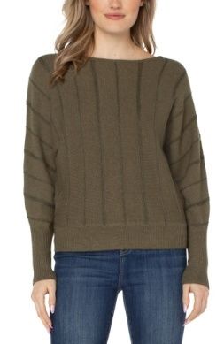 L/S Dolman Sweater W/ Stripe
