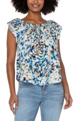 Petal Sleeve Woven Top W Tie