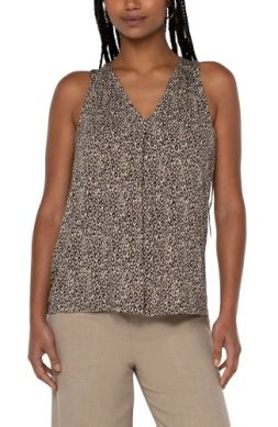 Pleated Front Sleeveless Top