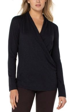 L/S Wrap Front Slub Knit Top