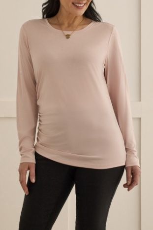 L/S CREW NECK TOP W/SIDE RUCHING