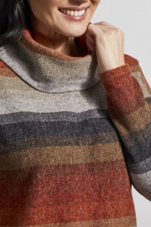 DROP SHOULDER COWL NECK SWEATER