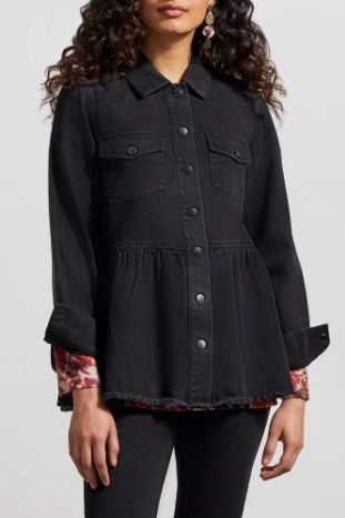 DENIM OVERSHIRT W/PEPLUM