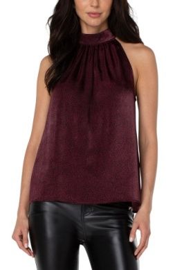 Sleeveless Mock Neck Halter Tops