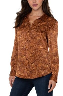 Flap Pocket Button Front Woven Blouses