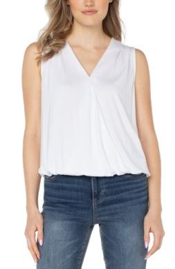 Sleeveless V Neck Drape Front Knit Tops