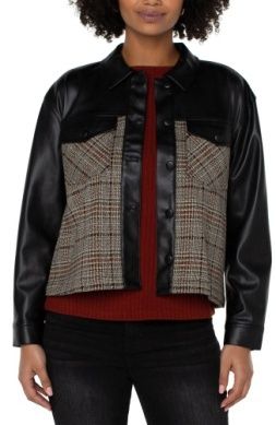 Shirt Jacket w/ Contrast Sleeves