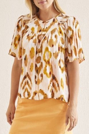 ELBOW SLV BLOUSE W/SMOCKING