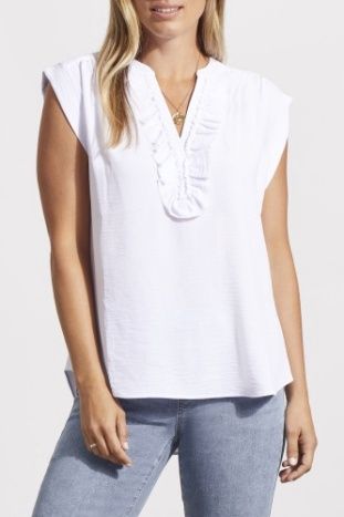 CAP SLV BLOUSE W/ FRILL DTL