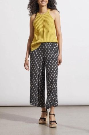 FLOWY KNIT CROP PT W/ELASTIC WB