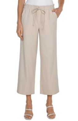 pull on tie waist wide leg crop 26" ins