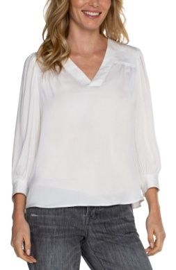 V Neck Popover Woven Blouse