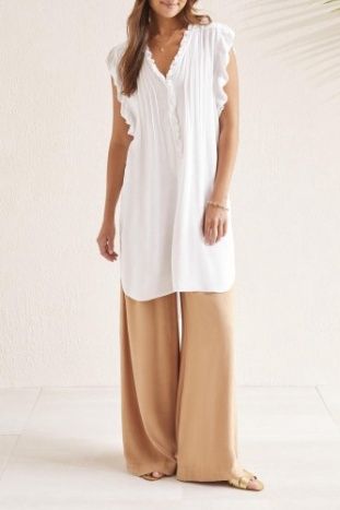 WEAR 2 WAYS SLEEVELESS TUNIC W/FRILLS