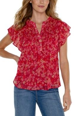 dbl layer flutter slv blouse w pintucks